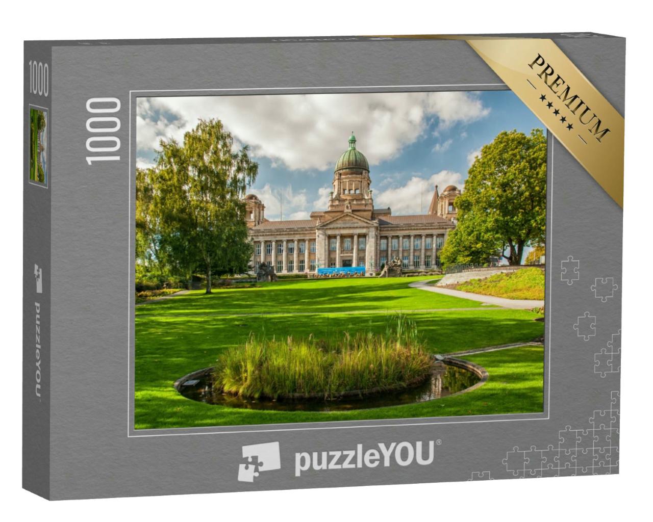 Puzzle 1000 Teile „Das hanseatische Oberlandesgericht im Park Planten un Blomen in Hamburg“