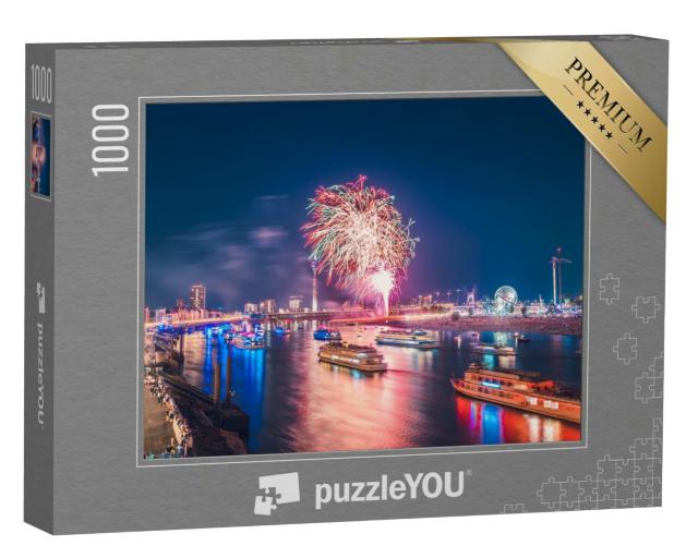 Puzzle 1000 Teile „Feuerwerk über dem Rhein in Düsseldorf, Deutschland“