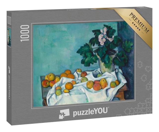 Puzzle 1000 Teile „Paul Cézanne - Stilleben mit Äpfeln und einem Topf mit Schlüsselblumen“