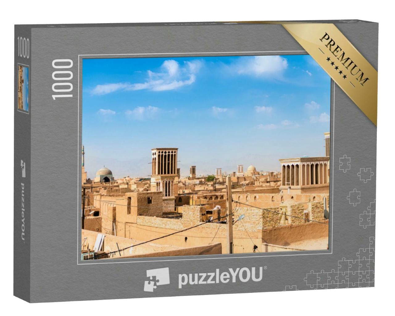 Puzzle 1000 Teile „Ansicht eines traditionellen iranischen Windfangturms, Yazd, Iran“