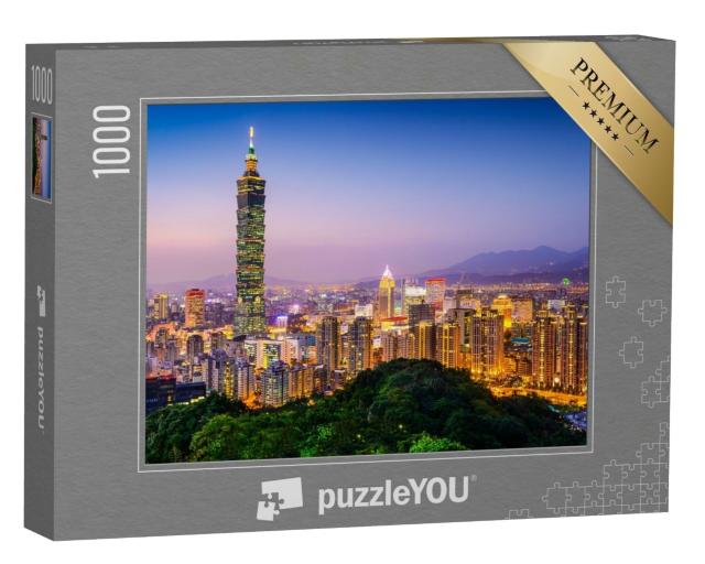 Puzzle 1000 Teile „Skyline der Stadt Taipeh in der Dämmerung“