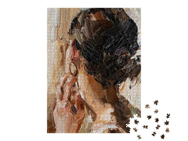 Puzzle 1000 Teile „Ölgemälde: Junge Frau mit Ohrring“