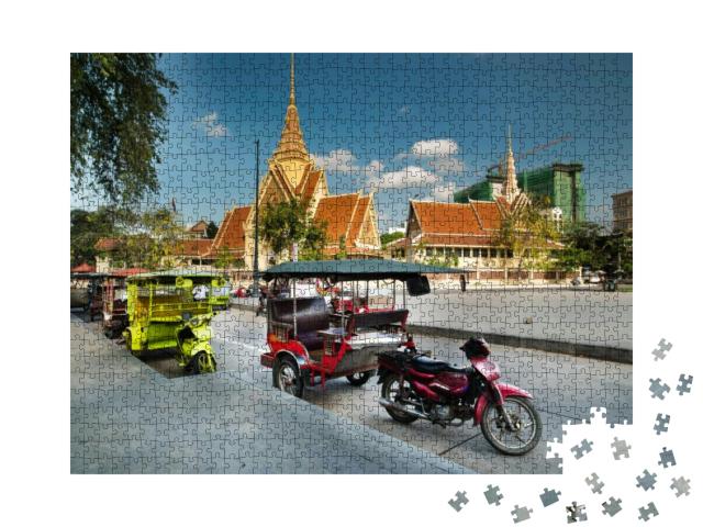 Puzzle 1000 Teile „Bunte Tuk Tuk Taxis, Kambodscha“