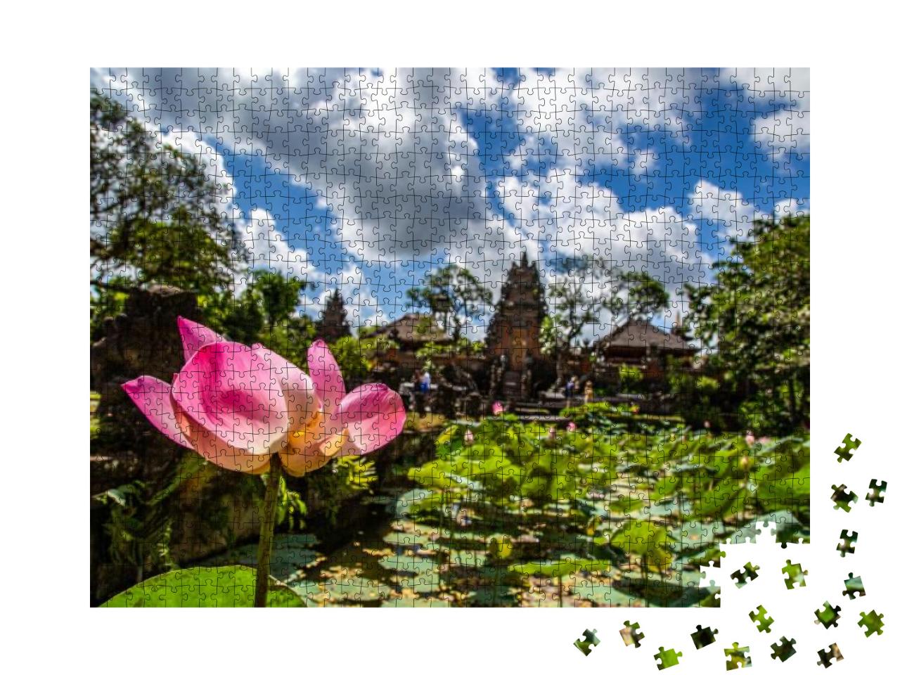 Puzzle 1000 Teile „Ubud-Tempel mit Teich, Bali, Indonesien“