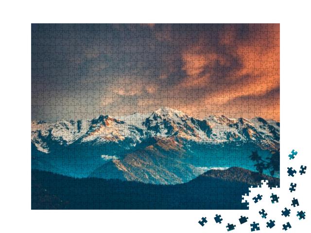 Puzzle 1000 Teile „Beeindruckende Berglandschaft, Kaukasischer Hauptkamm, Georgien“