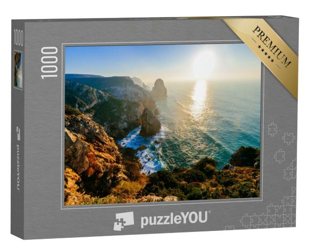 Puzzle 1000 Teile „Sonnenuntergang über der Küste von Portugal“