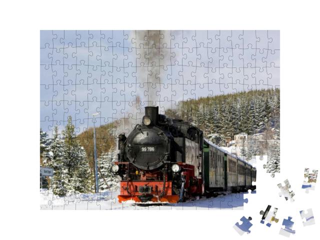 Puzzle 200 Teile „Dampfzug der Fichtelbergbahn nahe Oberwiesenthal, Deutschland“