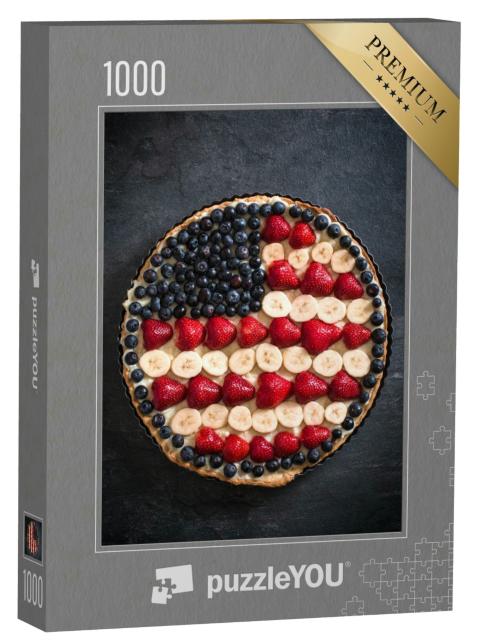 Puzzle 1000 Teile „Köstlicher Obstkuchen im Dekor der amerikanischen Flagge“