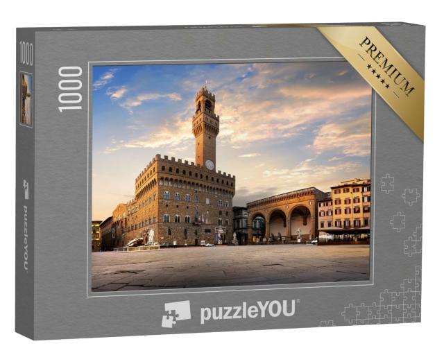 Puzzle 1000 Teile „Platz der Signoria bei Sonnenaufgang, Florenz, Italien“