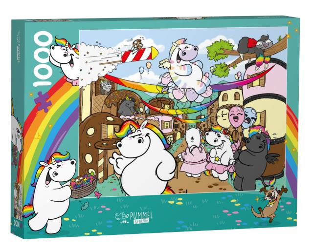 Puzzle 1000 Teile „Pummeleinhorn: Pummel & Friends – Keksen-Regenbogenfest“