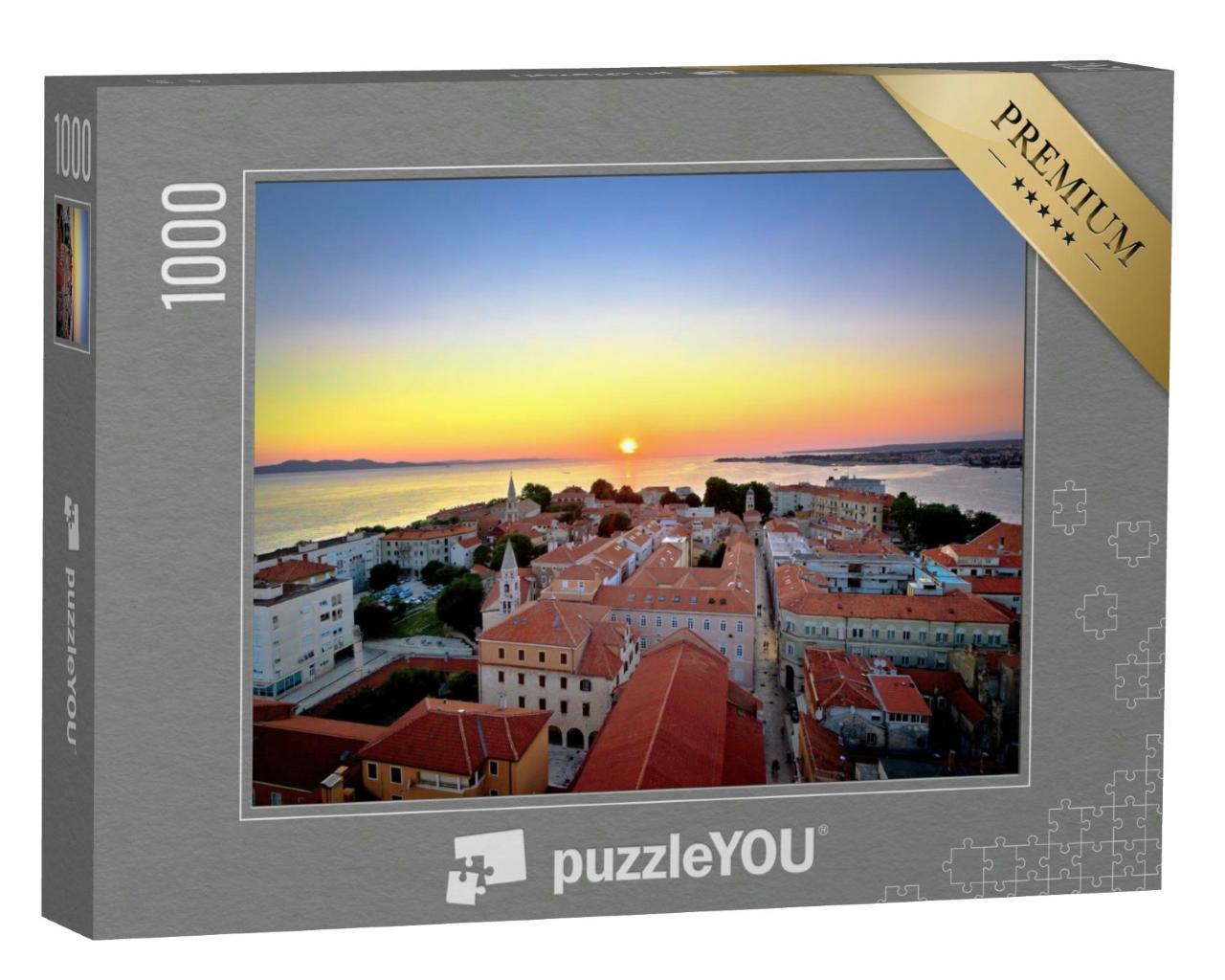 Puzzle 1000 Teile „Skyline von Zadar bei Sonnenuntergang, Dalmatien, Kroatien“