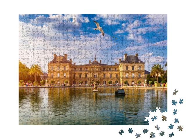 Puzzle 1000 Teile „Der Luxemburger Palast im Jardin du Luxembourg oder die Luxemburger Gärten in Paris, Frankreich“