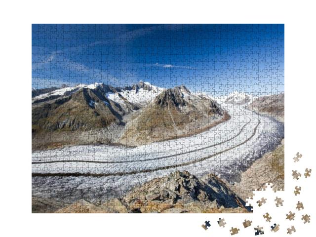 Puzzle 1000 Teile „Majestätischer Blick auf den Aletschgletscher“