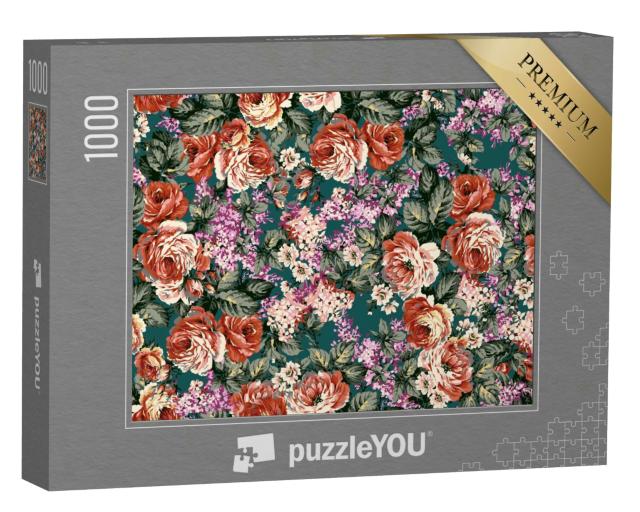 Puzzle 1000 Teile „Illustration: Vintage-Rosen im Garten“