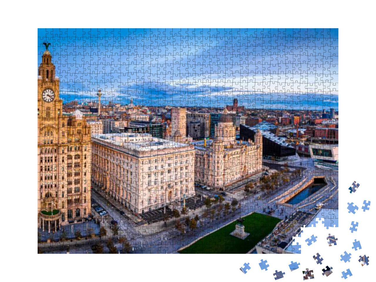 Puzzle 1000 Teile „Luftaufnahme der Stadt Liverpool, England“