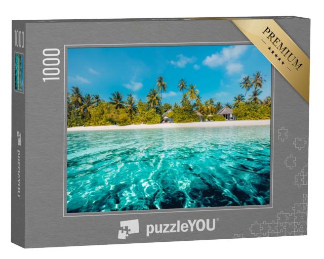 Puzzle 1000 Teile „Das blaue Meer mit einem Palmenstrand“