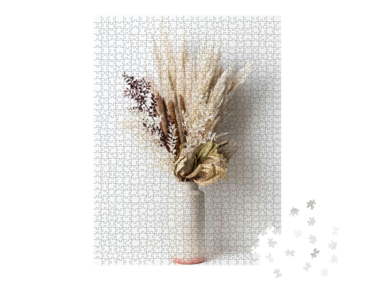Puzzle 1000 Teile „Ein Trockenblumenarrangement mit Pampasgras“