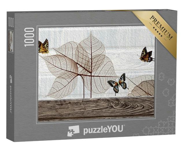 Puzzle 1000 Teile „Blätter und Schmetterlinge“