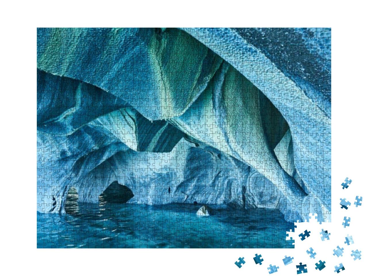 Puzzle 1000 Teile „Türkise Marmorhöhlen von Patagonien, Chile“