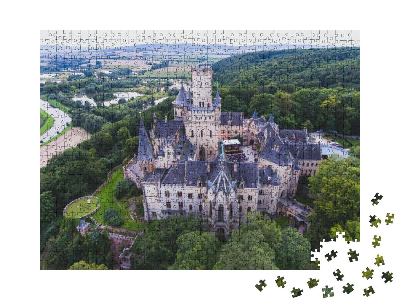 Puzzle 1000 Teile „Schloss Marienburg bei Hannover, Luftaufnahme, Niedersachen, Deutschland“