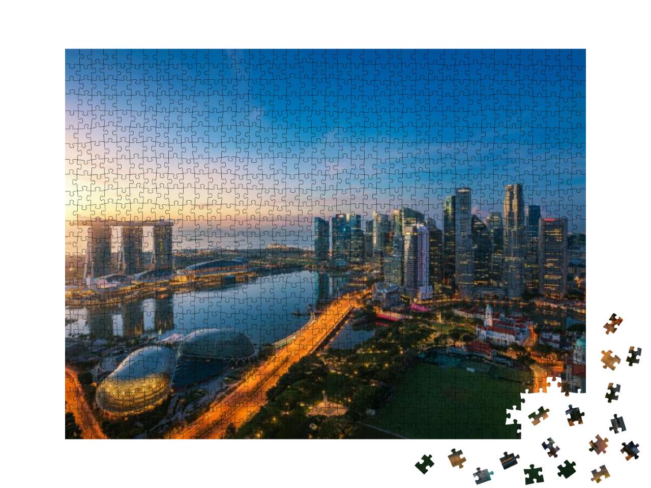 Puzzle 1000 Teile „Singapur in der Dämmerung“