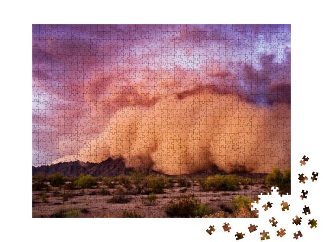 Puzzle 1000 Teile „Staubsturm Haboob in der Wüste von Arizona“