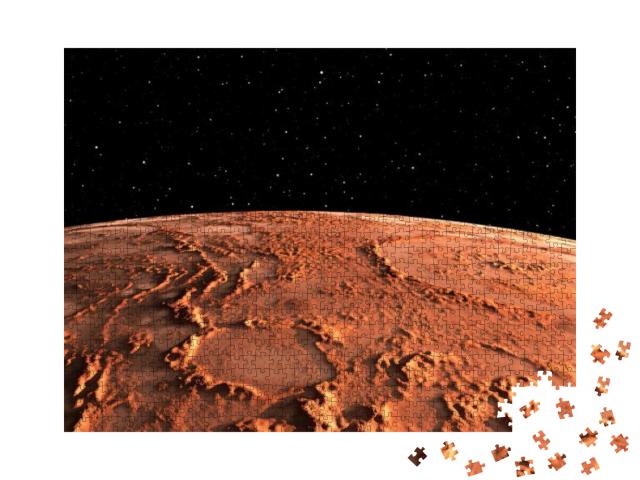 Puzzle 1000 Teile „Mars, der rote Planet, Marsoberfläche und Staub in der Atmosphäre“