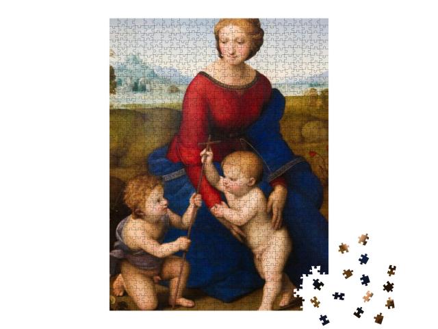 Puzzle 1000 Teile „Die Madonna auf der Wiese, Raffael 1505“