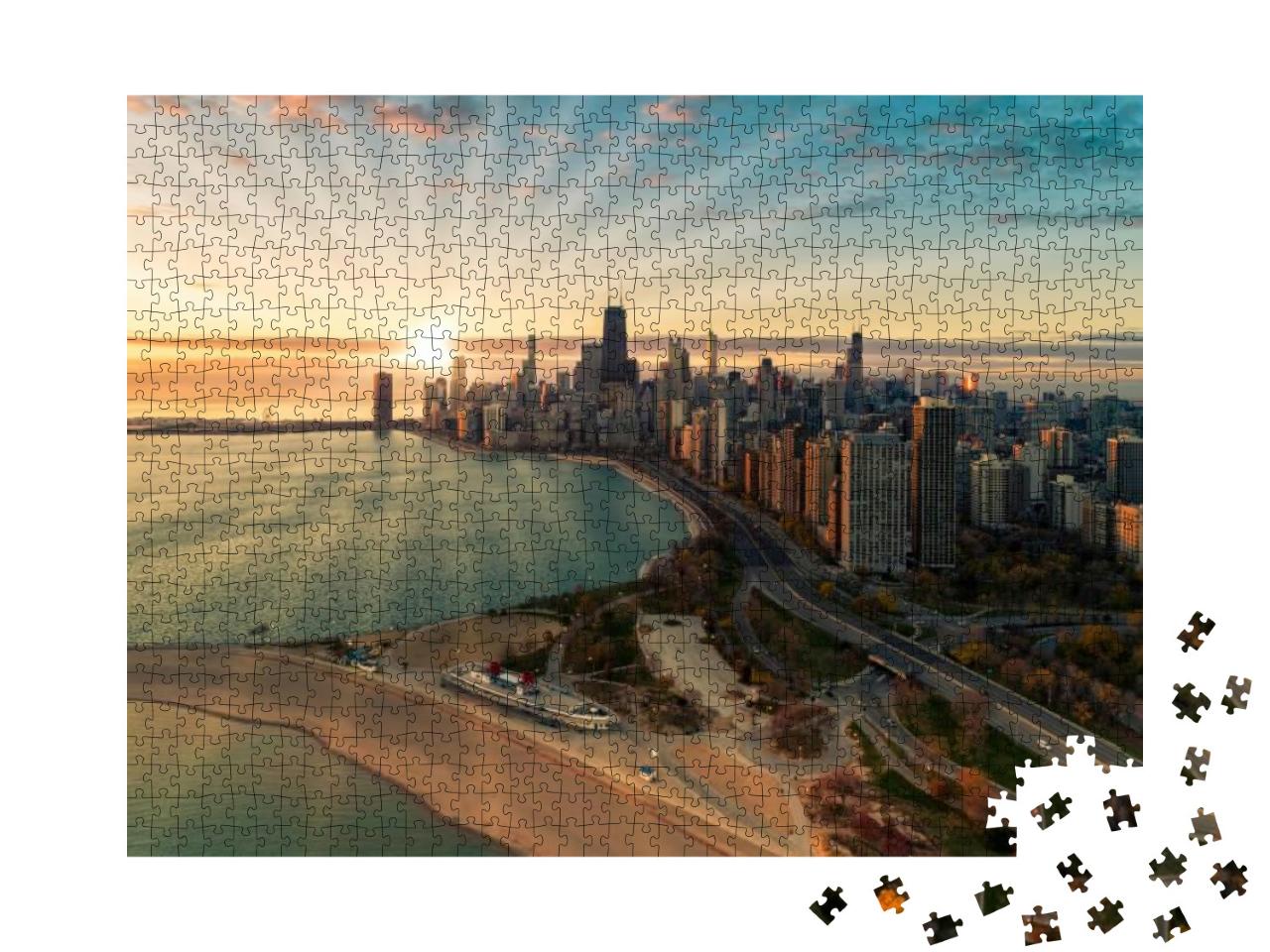 Puzzle 1000 Teile „Luftaufnahme von Chicago Downtown Skyline“