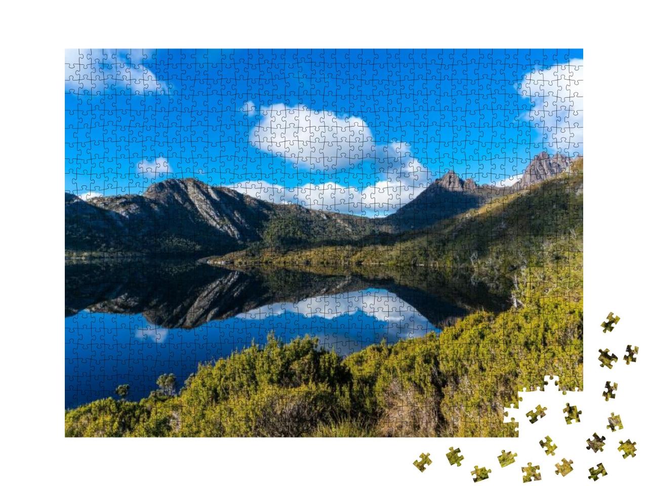 Puzzle 1000 Teile „Spiegelung des Cradle Mountain im Dove Lake, Australien“