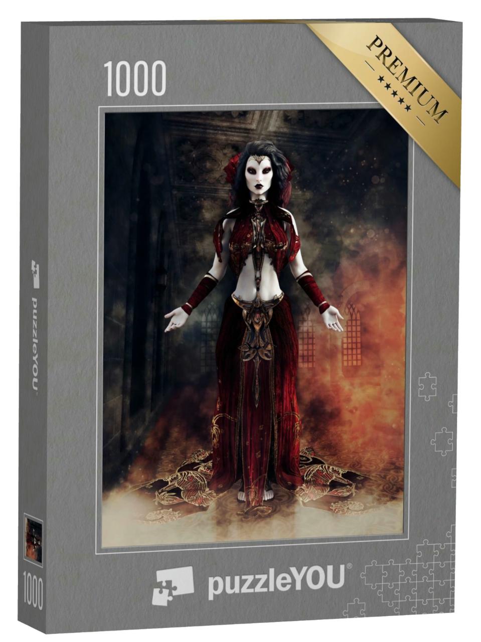 Puzzle 1000 Teile „Gothic-Zauberin, umhüllt von Rauch“