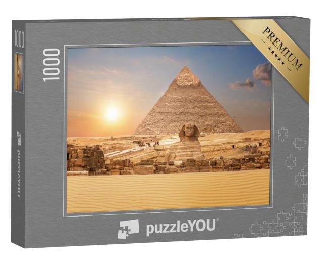 Puzzle 1000 Teile „Blick auf Sphinx und Pyramide, Ägypten“
