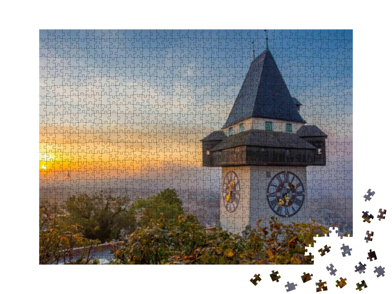 Puzzle 1000 Teile „Der berühmte Uhrenturm auf dem Schlossberg in Graz, Österreich“