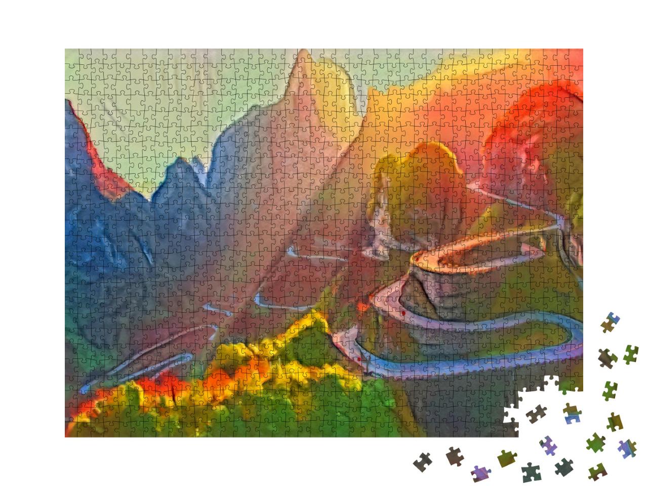 Puzzle 1000 Teile „im Kunst-Stil von Franz Marc - Tianmen-Berg-Nationalparks, Provinz Hunan, China“