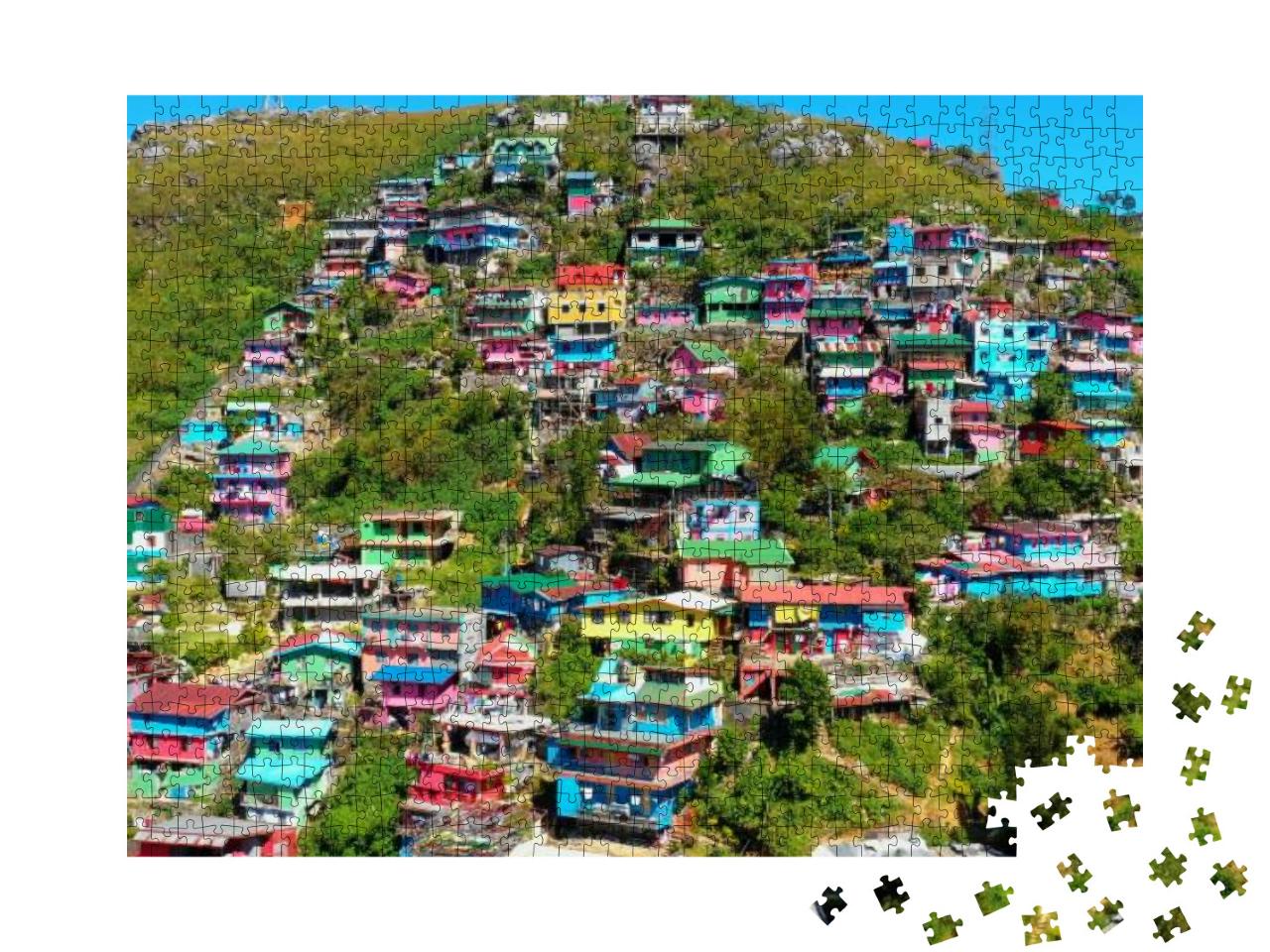 Puzzle 1000 Teile „Bunte Häuser von La Trinidad, Philippinen“