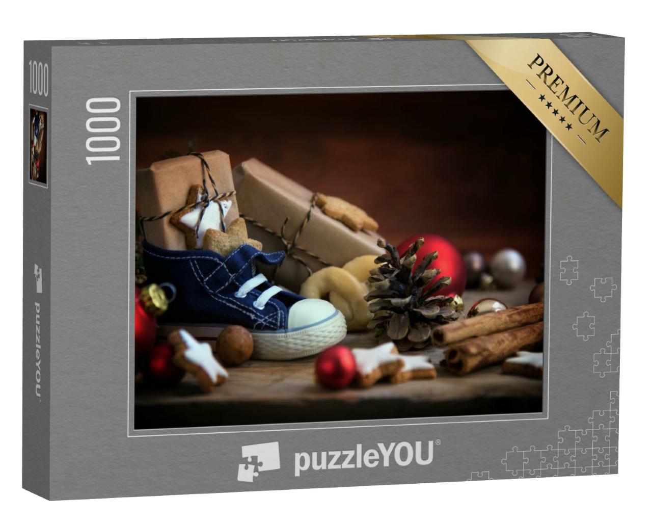 Puzzle 1000 Teile „Kinderschuh mit kleinen Gaben zum Nikolaustag“