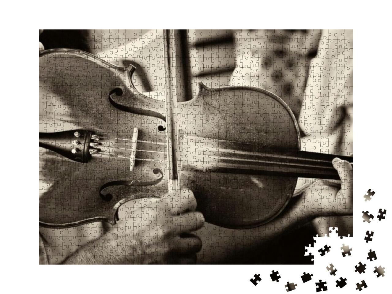 Puzzle 1000 Teile „Musik: Geige, Violine, Vintage-Design“