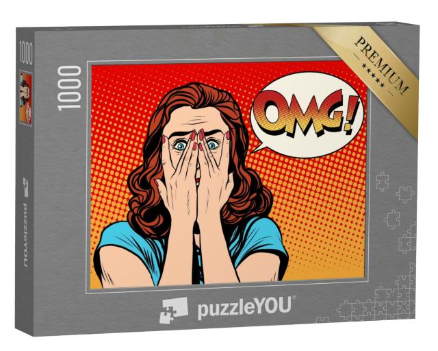 Puzzle 1000 Teile „OMG: überraschte Frau, Comic“