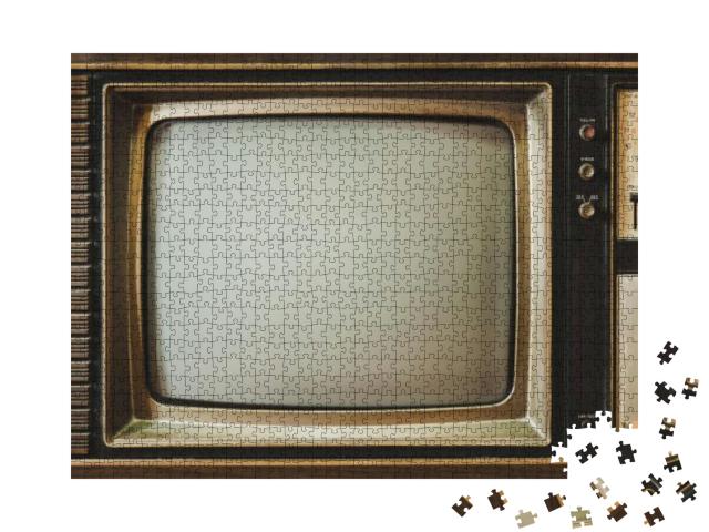 Puzzle 1000 Teile „Nahaufnahme eines TV-Bildschirms im Vintage-Stil“