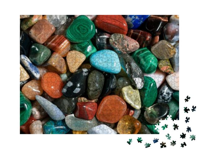 Puzzle 1000 Teile „Verschiedene polierte Halbedelsteine Amethyst, Quarz, Achat “