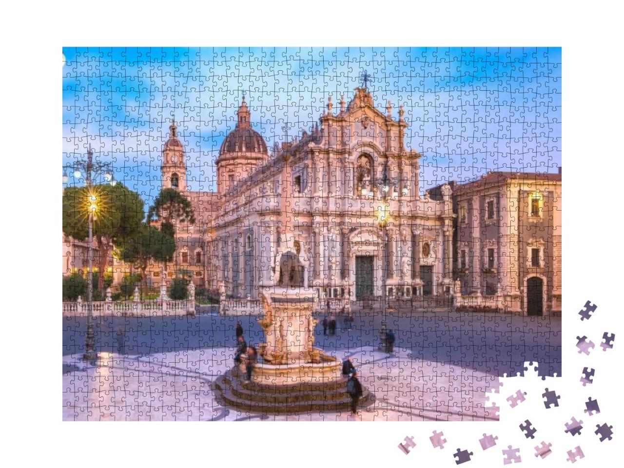 Puzzle 1000 Teile „Piazza Duomo am Abend, Catania, Sizilien, Italien“