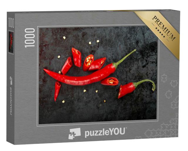 Puzzle 1000 Teile „Gehackte und ganze rote Chilischoten“