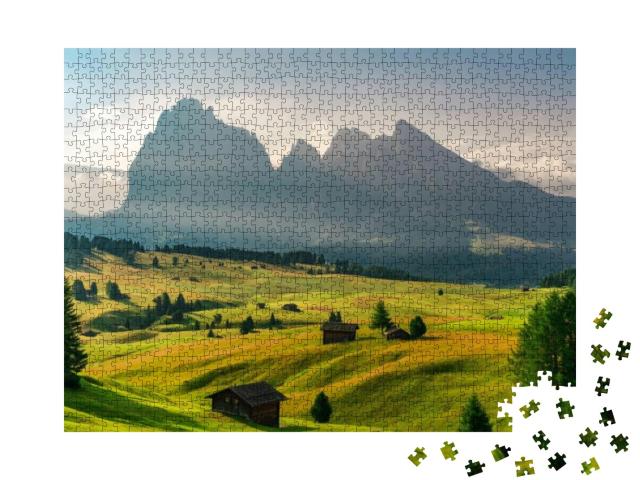 Puzzle 1000 Teile „Sonnenaufgang im Sommer in den Dolomiten, Italien“