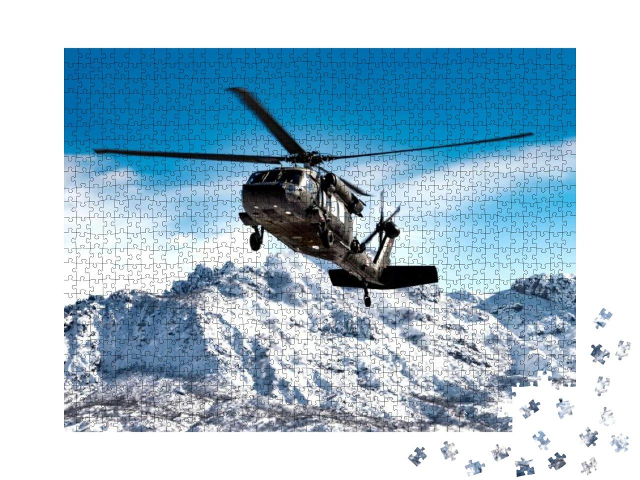 Puzzle 1000 Teile „Fliegender Militärhubschrauber“