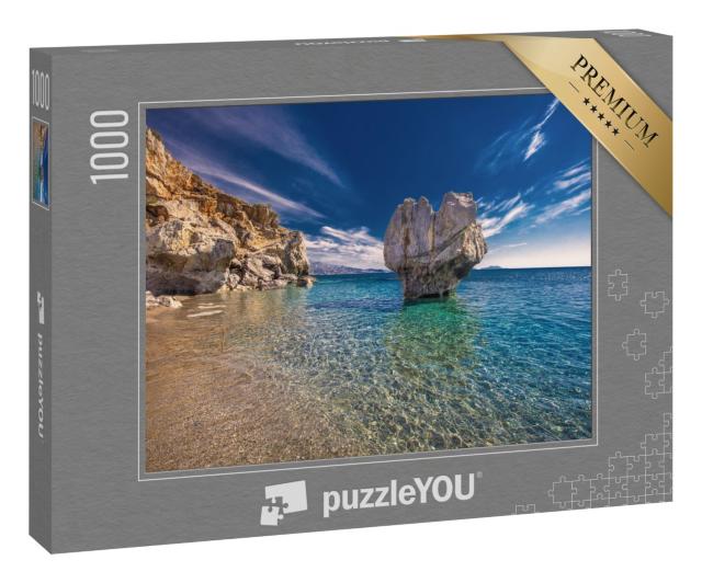 Puzzle 1000 Teile „Preveli: Strand auf der Insel Kreta mit azurblauem Wasser, Griechenland“