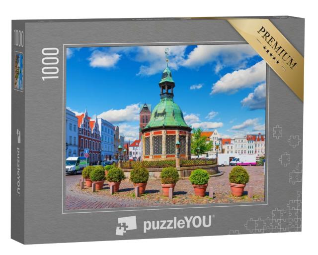 Puzzle 1000 Teile „Marktplatz in der Altstadt von Wismar, Deutschland“
