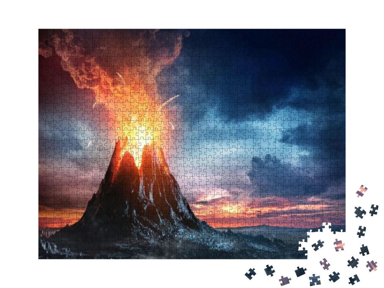 Puzzle 1000 Teile „Vulkanischer Berg in Eruption “