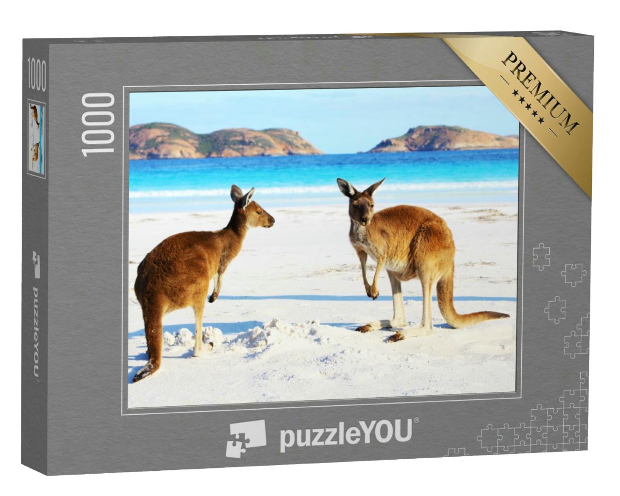 Puzzle 1000 Teile „Kängurus am Strand, Cape Le Grand National Park, Lucky Bay, Westaustralien“