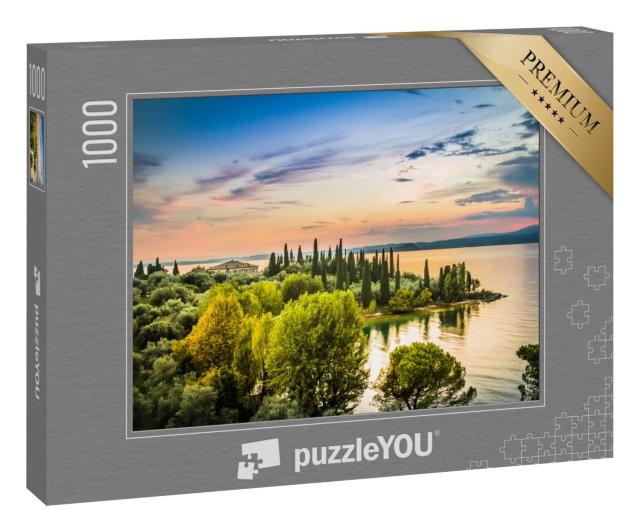 Puzzle 1000 Teile „Schöner Sonnenuntergang über dem Gardasee, Italien“