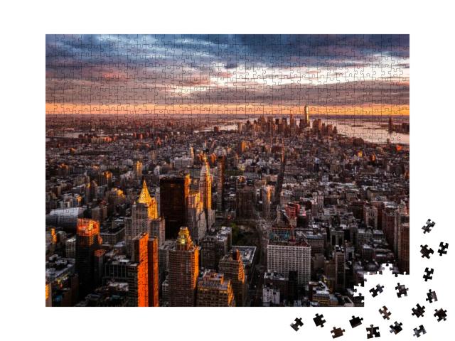 Puzzle 1000 Teile „Skyline von Manhattan im Sonnenuntergang“